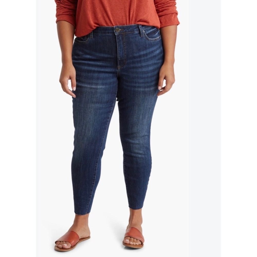 Kut From The Kloth Carlo Skinny Jeans Raw Hem Dark Wash Women's Size 16 Plus